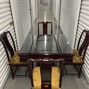 Mesa y sillas de Mahjong de estilo vintage en palisandro