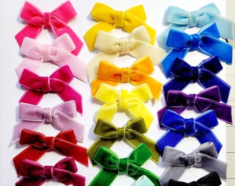 Velvet Baby Bows with VELCRO® Brand Hook and Loop Fastener Barrette: Choose Your Colors