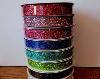 Glitter Ribbon: 3/8" Crafting Ribbon, Bow Making - 4 Yards