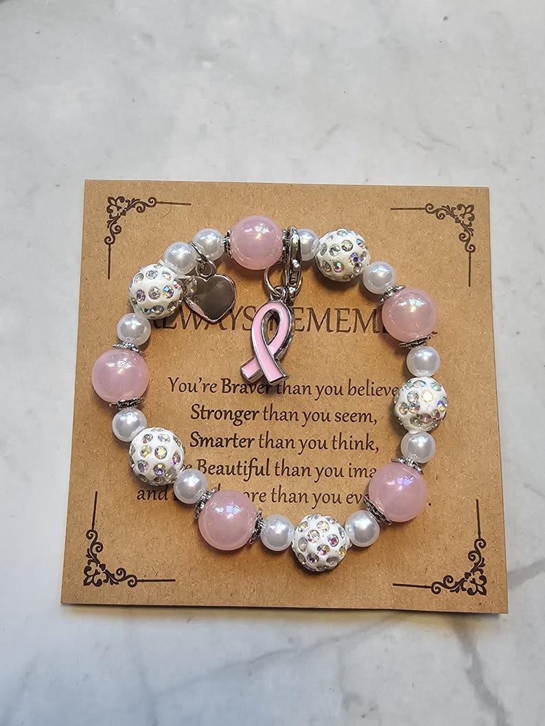 Breast Cancer Awareness Bracelet, Inspirational Gift, - Etsy