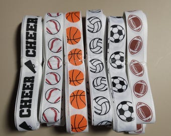 By the Yard 5/8" Sports Print Ribbon, Craft and Bow Ribbon
