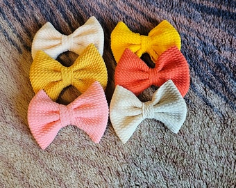 Choose Your Colors Bullet Fabric Hair Bow with VELCRO® barrette OR Alligator Clip