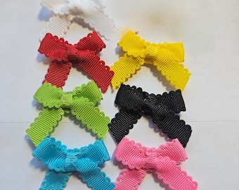 Set of 7 Velcro Baby Bows, Bowtie Baby Hair Bows