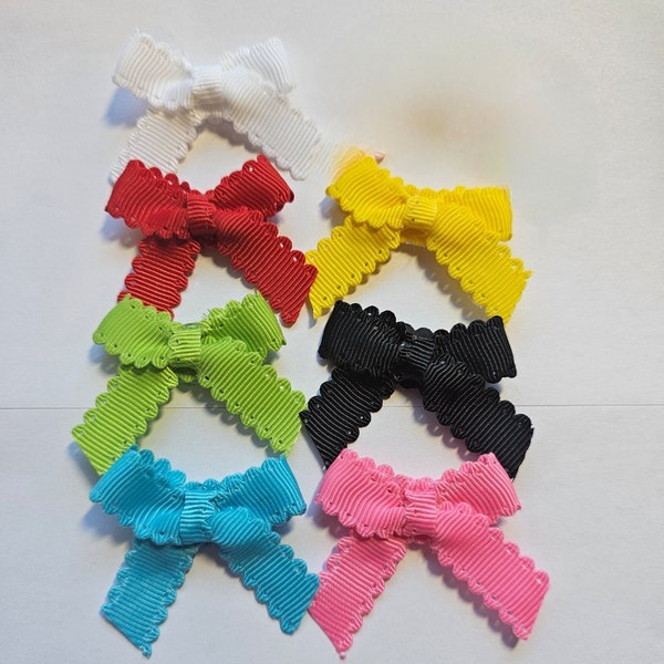 Set of 7 Velcro Baby Bows, Bowtie Baby Hair Bows