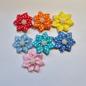 Set of 6 Flower Hair Barrettes with VELCRO®  brand hook and loop fastener| Baby Shower Gift|  Baby Girl Hair Flower Barrettes