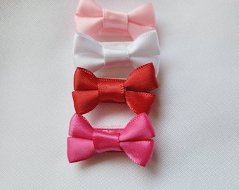 Infant Ribbon Hair Bows with VELCRO® Brand Hook and Loop Fastener | Set of 4
