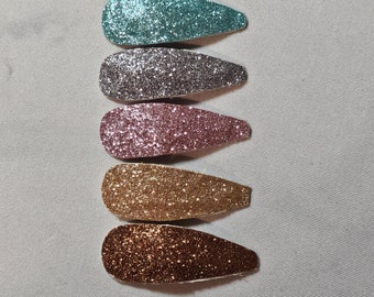 6pk Glitter Leather Covered Snap Clips