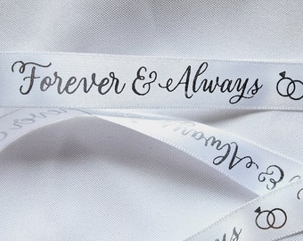 By the Yard Forever & Always Ribbon| Crafting Ribbon| Bow Making Ribbon, Ribbon for Crafts, 5/8" bow making ribbon, Wedding Ribbon