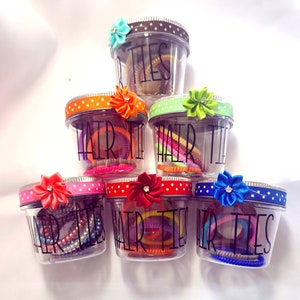 Shatterproof Hair Tie Holder with Twist Lid & 8 Ties