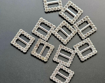 Square Rhinestone Ribbon Buckles