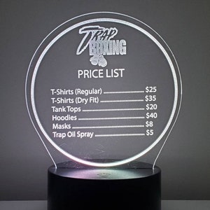 LED Sign |  Light Up Menu Sign | LED Pricing Sign | LED Logo Sign