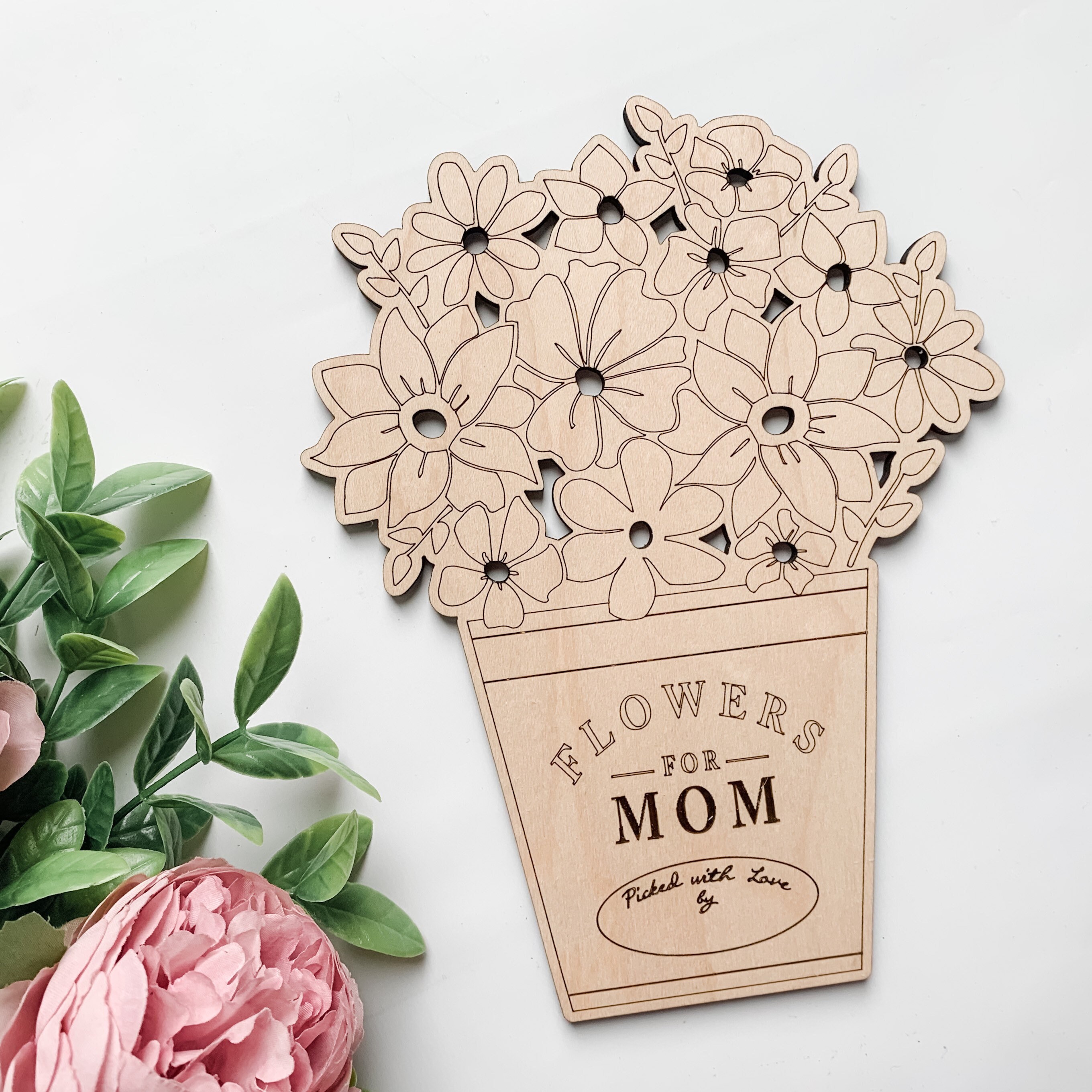 Picked flower card Mothers Day gift Flower saver wood | Etsy