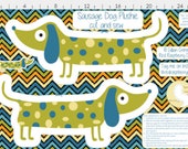 Sausage dog plush fabric, Dachshund pillow fabric, Cut and Sew DOG, Basset Hound plushies panel, plushies pattern, DIY kids sewing craft