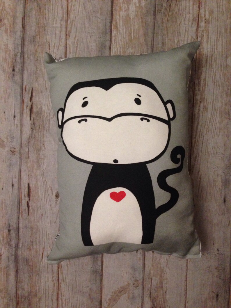 Monochrome monkey pillow gray monkey cushion monkey throw Etsy