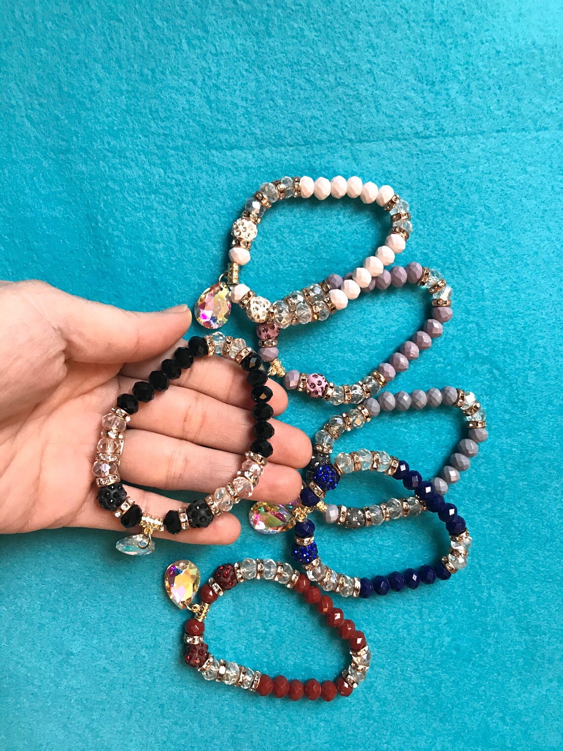 GLASS BEADS bracelets Tear Drop PEndant bracelet KIDS Etsy