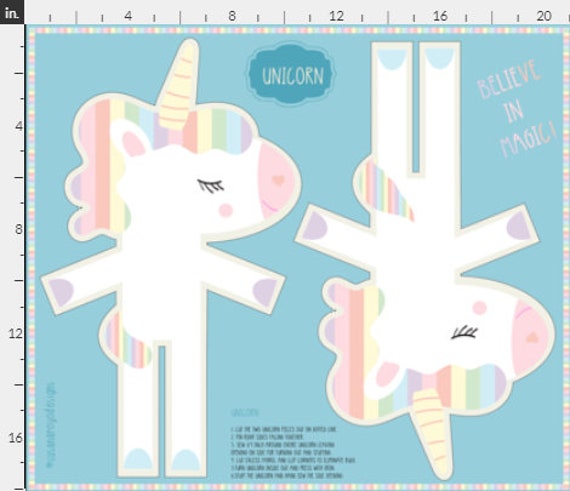 Unicorn doll fabric panel