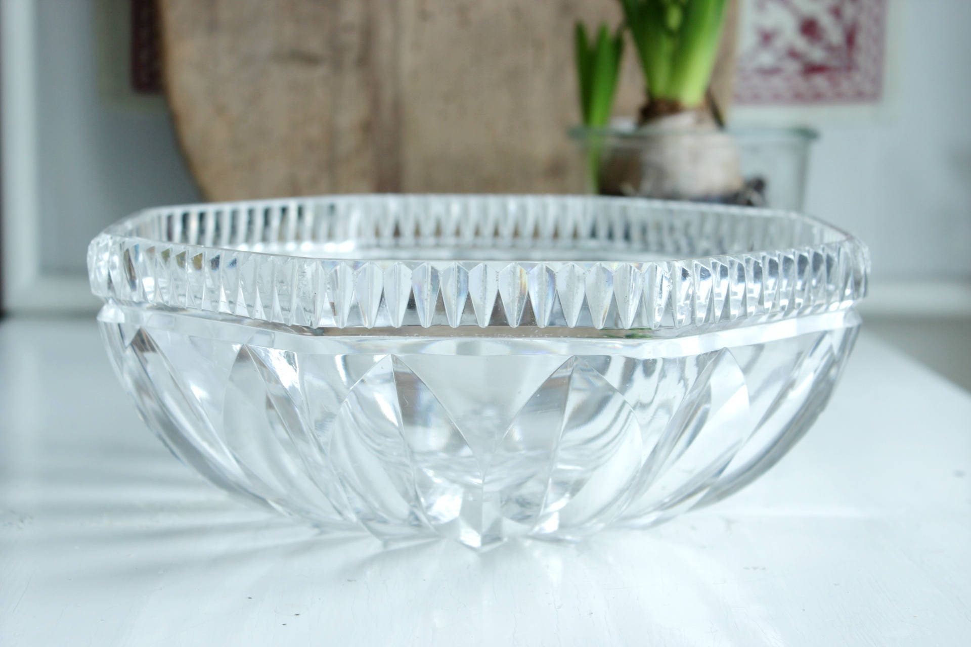 Vintage large crystal bowl lead crystal serving bowl crystal Etsy