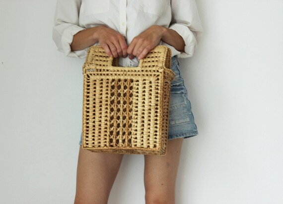 Antique, vintage straw bag, WWI era, 40's straw ba