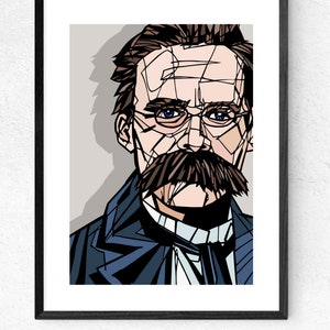 Friedrich Nietzsche Art Print, Add personalised quote, Available in 3 sizes, Philosophy Print, Literary Print,  Literature print