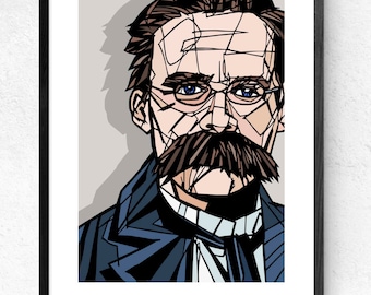 Friedrich Nietzsche Art Print, Añadir presupuesto personalizado, Disponible en 3 tamaños, Impresión de Filosofía, Impresión literaria, Impresión de literatura