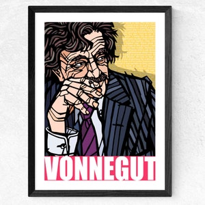 Stampa artistica di Kurt Vonnegut, stampa tipografica, scrittori famosi, Mattatoio 5, stampa di letteratura, stampa da parete di Kurt Vonnegut, regalo Vonnegut