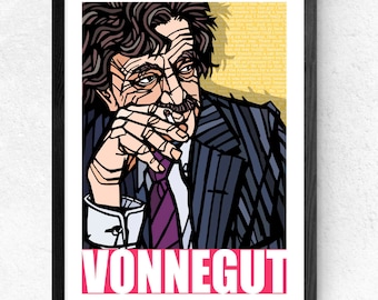 Kurt Vonnegut Art Print, Typography Print, Famous Writers, Slaughterhouse 5, Literature print, Kurt Vonnegut wall print, Vonnegut portrait