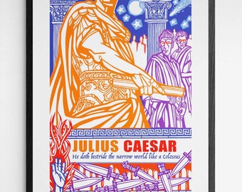 JULIUS CAESAR colour print, William Shakespeare archival quality art prints, Shakespeare Roman plays, Available in 3 sizes, signed by artist