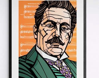 PUCCINI art print, Opera music, Classical composers, archival quality inks and paper, La Bohème, Tosca, Madama Butterfly, home decor,