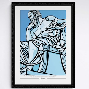 Gepersonaliseerde SOCRATES-afdruk, voeg je favoriete citaat toe, aangepaste print, Griekse filosofen, wanddecoratie filosofen, verkrijgbaar in 3 maten