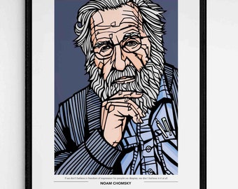 NOAM CHOMSKY Art Print, Añadir cita personalizada, Grandes filósofos, Disponible en 3 tamaños, Impresión de filosofía, Filósofos, Arte de pared famoso