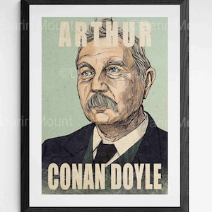 ARTHUR CONAN DOYLE print, option to add favourite quote, Vintage aesthetic, available in 3 sizes, fits standard size frames, Sherlock Holmes