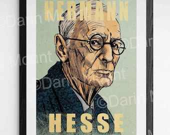 HERMANN HESSE print, Typography print, Vintage aesthetic, available in 3 sizes, fits standard size frames, option to add quote, Literature