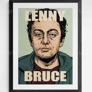 LENNY BRUCE print, option to add favourite quote, Vintage aesthetic, available in 3 sizes, fits standard size frame, Comedy quote