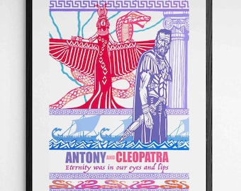 Antony and Cleopatra print, William Shakespeare archival quality prints, Shakespearian tragedy, Available in 3 sizes, signed by artist