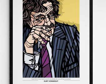 Impression KURT VONNEGUT, Impression personnalisée, Possibilité d'ajouter un devis personnalisé, Message personnalisé, Impression de qualité archive, Art mural Vonnegut