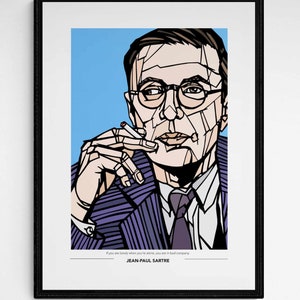 JEAN-PAUL SARTRE Personalised Art print, Option to add favourite quote, Existentialism, Literature print, Philosopher quotations image 1