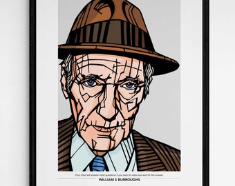 WILLIAM S BURROUGHS Art Print, Customised print, Option to Add Quote, Book lover gift, Book Quote, Literature Print, Burroughs poster