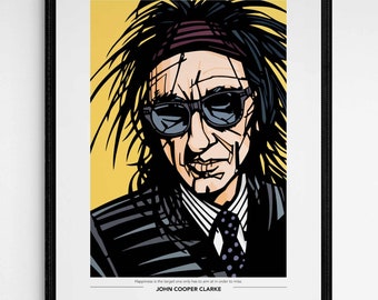 JOHN COOPER CLARKE print, Personalised print, Option to add quotation, literature and poetry wall decor, archival quality inks & paper