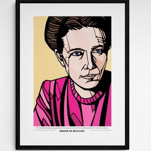 SIMONE DE BEAUVOIR Personalised Art Print, Option to add your favourite quote, Available in 3 sizes,  Philosophy Print, Philosophy wall art
