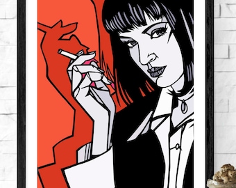 PULP FICTION Mia Wallace Art Print, Hollywood Pop Art Print, Quentin Tarantino, Tarantino movies, Cinema print, Available in 3 sizes