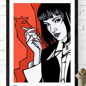 PULP FICTION Mia Wallace Art Print, Hollywood Pop Art Print, Quentin Tarantino, Tarantino movies, Cinema print, Available in 3 sizes