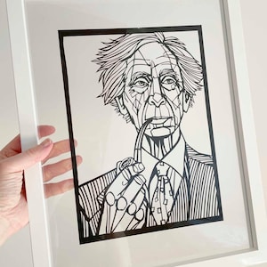 Bertrand Russell gravure sur papier artisanale - Disponible en 2 tailles - 20th Century Philosophy Great Philosophers Wall Art