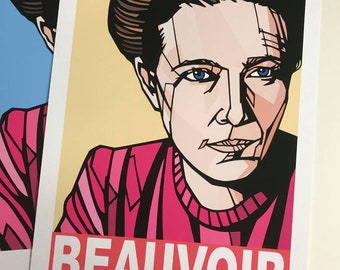 Simone de Beauvoir Art Print / Tipografía Print / Escritores famosos / Arte mural de filosofía, Filosofía y filósofos, Filosofía occidental
