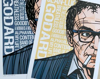 JEAN-LUC GODARD art print, French New Wave films, Movie directors wall decor, Alphaville, Breathless, French film-maker, movie lover gift