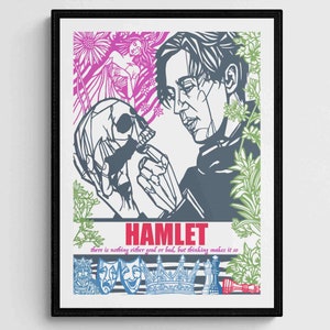 HAMLET print, William Shakespeare Archival quality prints, Shakespearian tragedy, signed by artist, Available in 3 sizes,