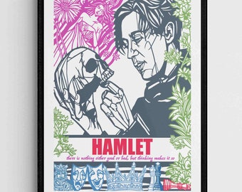 HAMLET print, William Shakespeare Archival quality prints, Shakespearian tragedy, signed by artist, Available in 3 sizes,