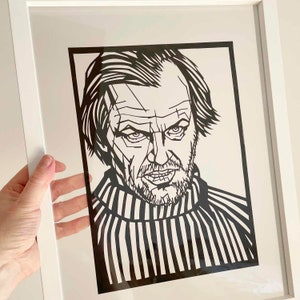 Jack Nicholson handcrafted papercut - Available in 2 sizes  - cut by hand - Stanley Kubrick The Shining Chinatown