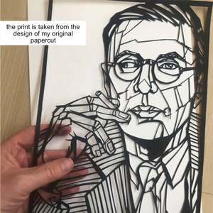 JEAN-PAUL SARTRE Personalised Art print, Option to add favourite quote, Existentialism, Literature print, Philosopher quotations image 5