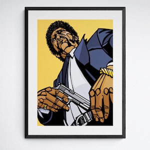 Pulp Fiction print, Jules Winnfield wall art, Samuel L Jackson, Quentin Tarantino movie, John Travolta Uma Thurman, Available in 3 sizes