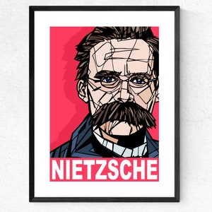 Friedrich Nietzsche Art Print, Typography Print, Literary Print, Famous Writers and Philosophers, Literature print, Philosophers wall art,